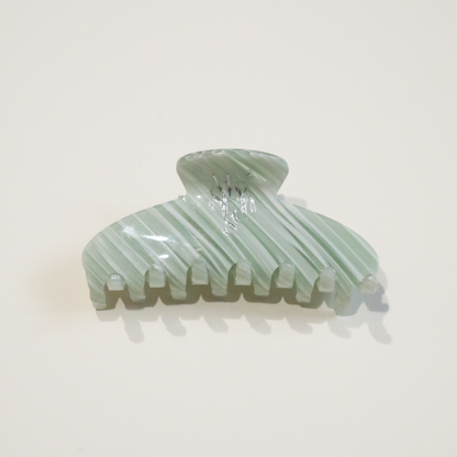 ACETATE TWILL HAIR CLAW CLIP IN GREEN