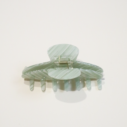 ACETATE TWILL HAIR CLAW CLIP IN GREEN