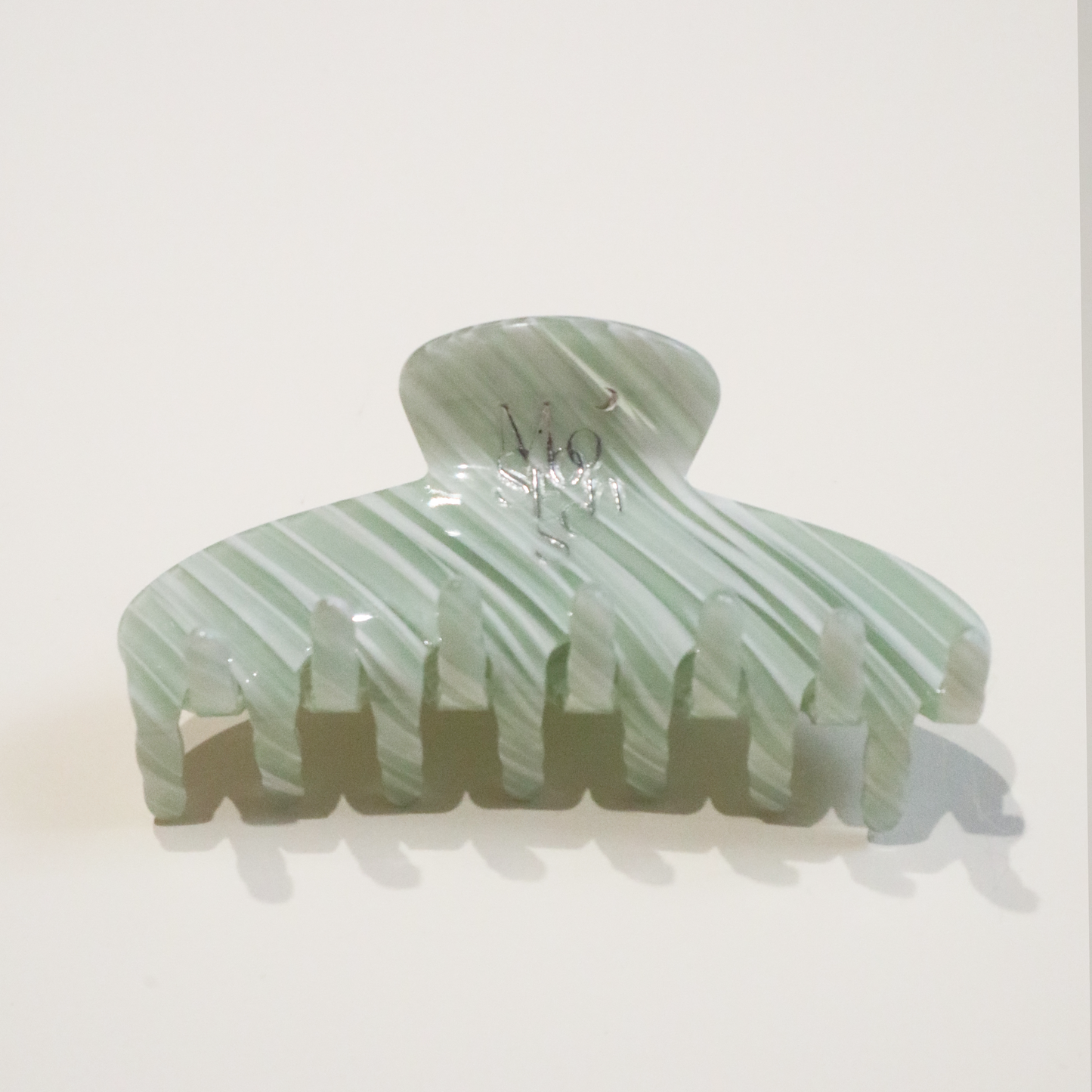 ACETATE TWILL HAIR CLAW CLIP IN GREEN