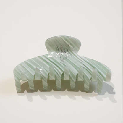 ACETATE TWILL HAIR CLAW CLIP IN GREEN